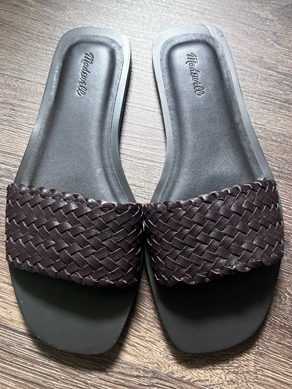 Madewell The Cora Slide Sandal in Woven Leather